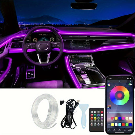 1Set Interior Car LED Strip Lights, 299.72cm Multicolor Car Lighting Kit, Remote And App Dual Control, Car Neon Lights With Music Sync For Car Decoration